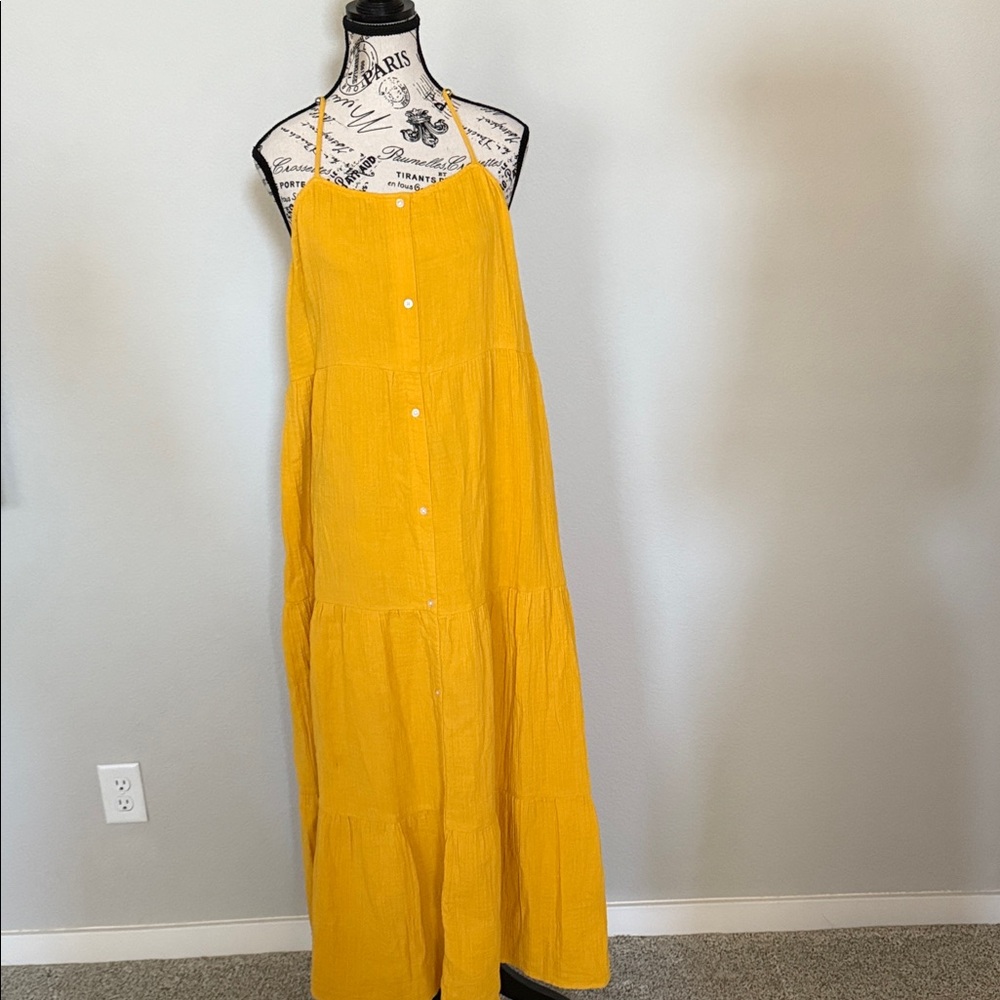 LOFT Strapless Yellow Maxi Dress